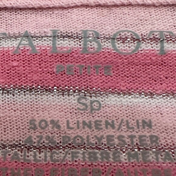Talbots Shirt Women S Petite Pink Linen Blend Short Sleeve Cinched Shoulder - Picture 8 of 12